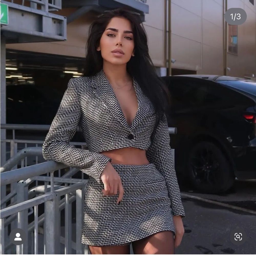 Set ZARA Textured Skort + Blazer